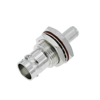 BNC 母头压接穿墙 连接器接RG59 电缆